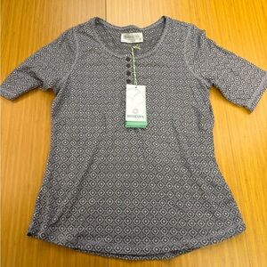 New Aventura Leanna Elbow Sleeve Shirt Womens Medium Quiet Shade Black White